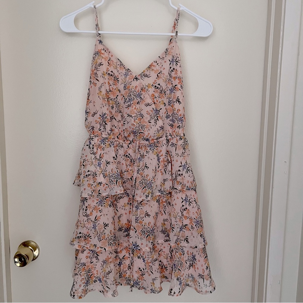 Floral Pink Peach Ruffle Dress